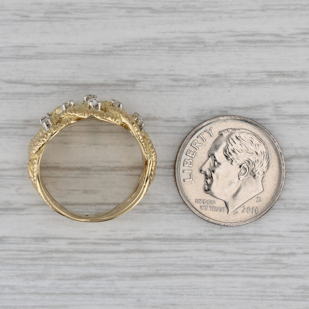 Gray Woven 0.12ctw Diamond Ring 18k Yellow Gold Size 5.5