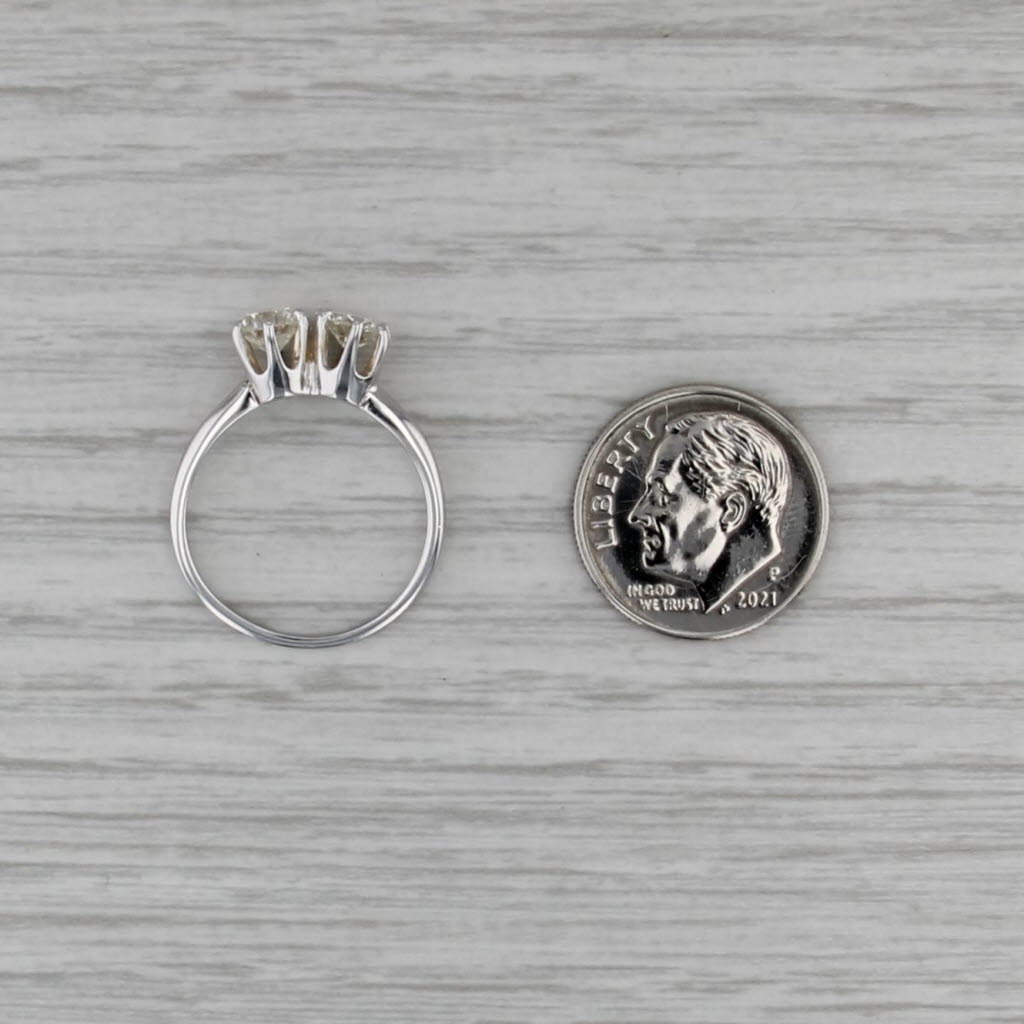 Toi et Moi 0.88ctw 2 Diamond Ring 14k White Gold Size 6 Anniversary Engagement