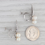 Gray Vintage Mikimoto Cultured Pearl Cluster Earrings Sterling Silver Screw Back