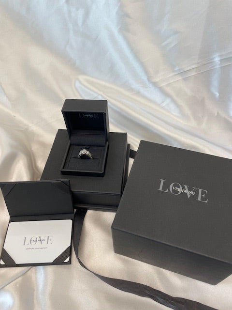 Vera Wang 1.20ctw Diamond Halo Engagement Ring 14k White Rose Gold Love Box