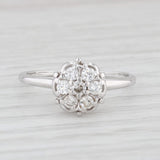 Vintage 0.30ctw Diamond Round Cluster Engagement Ring 14k White Gold Size 7
