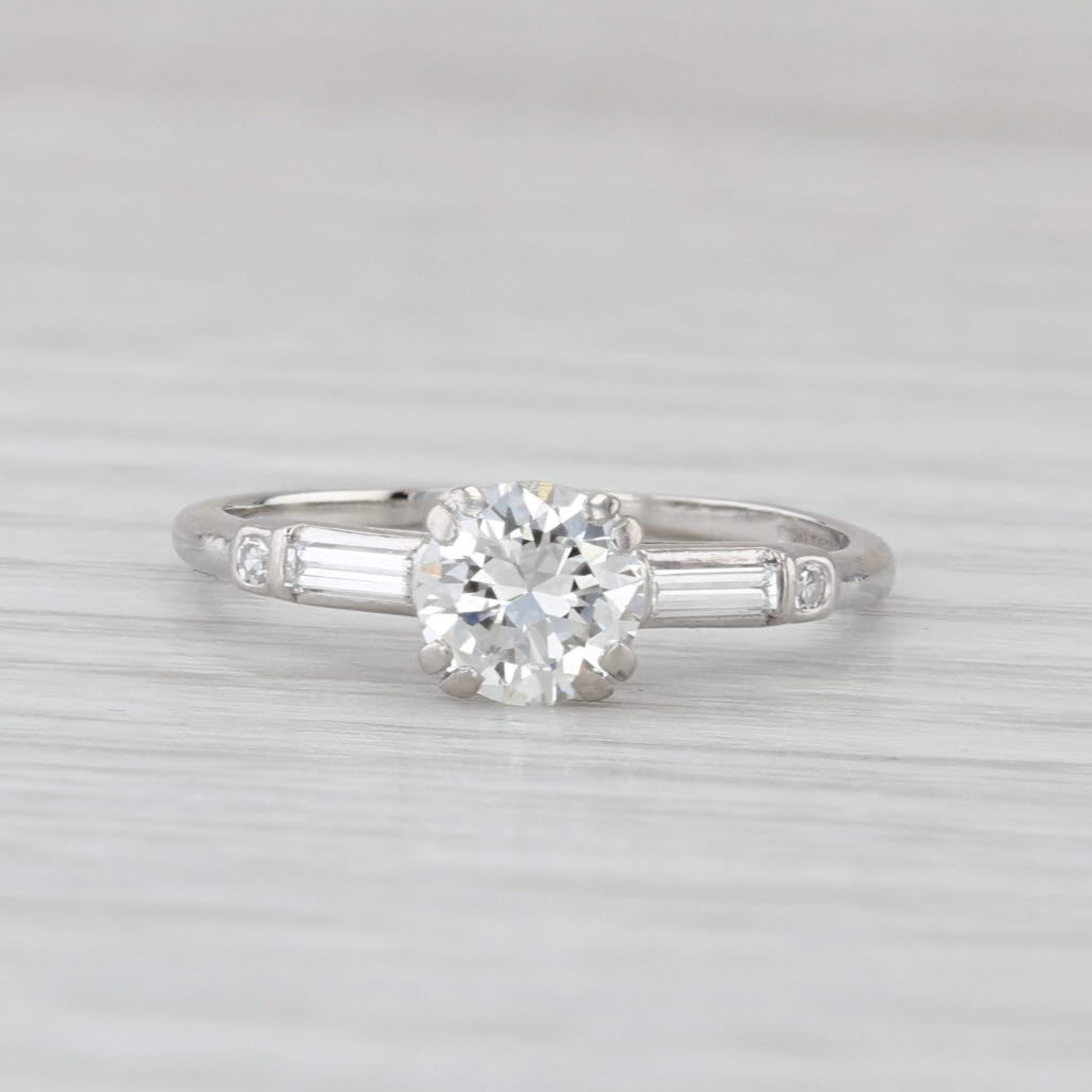 Vintage 0.88ctw VS2 Transitional Round Diamond Engagement Ring Platinum Sz 6.25