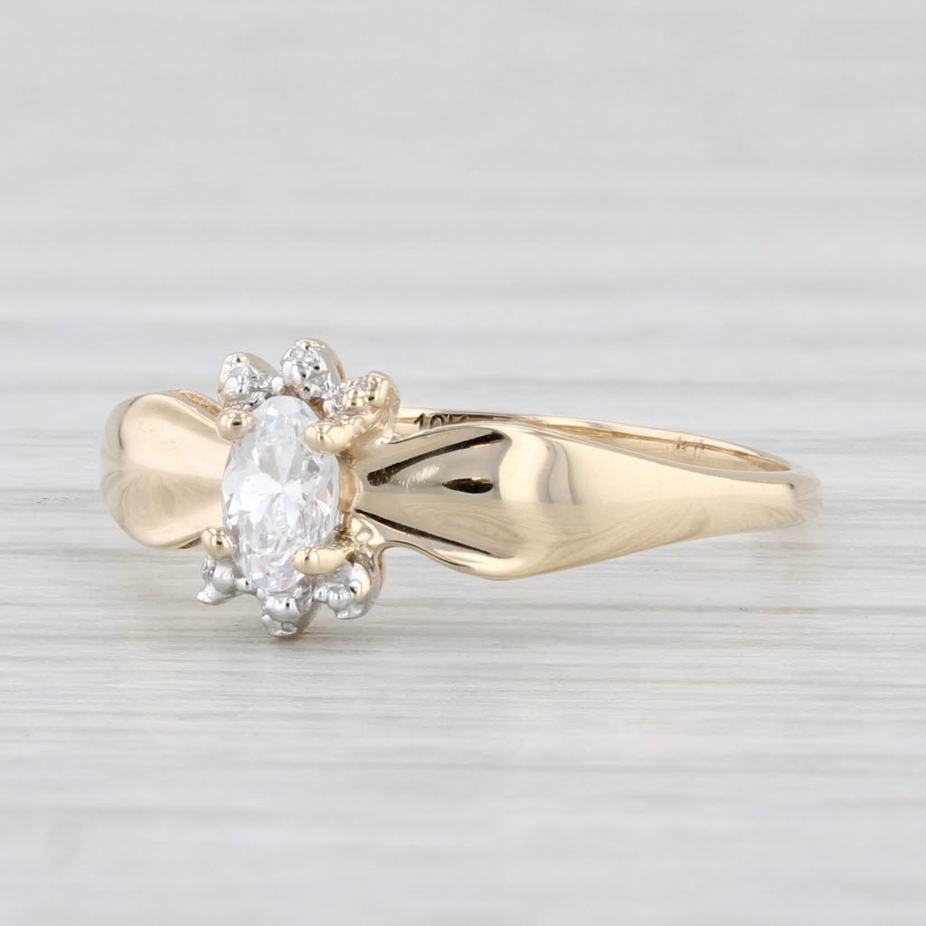 Light Gray 0.20ctw Cubic Zirconia Oval Solitaire Ring 10k Yellow Gold Size 6.25 Engagement