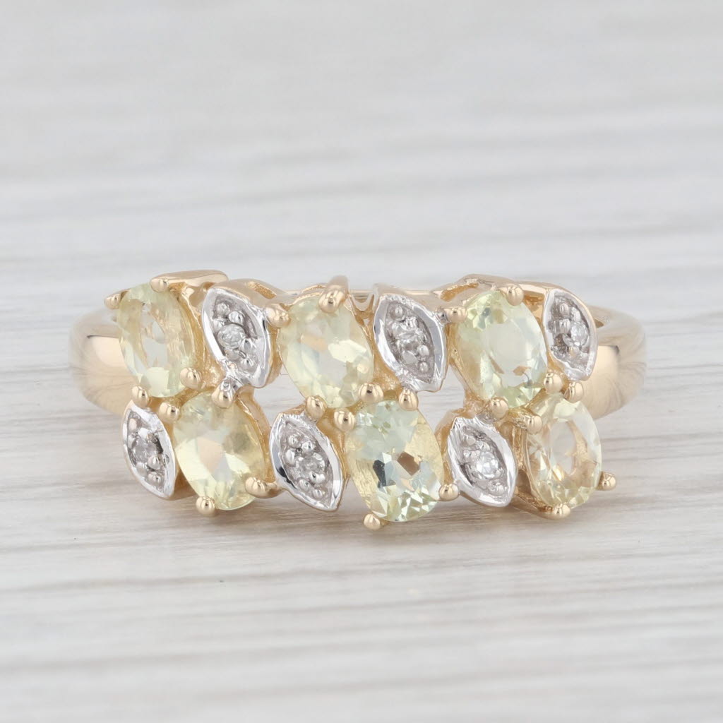 Light Gray 2.82ctw Yellow Heliodor Diamond Cluster Ring 14k Yellow Gold Size 7.25