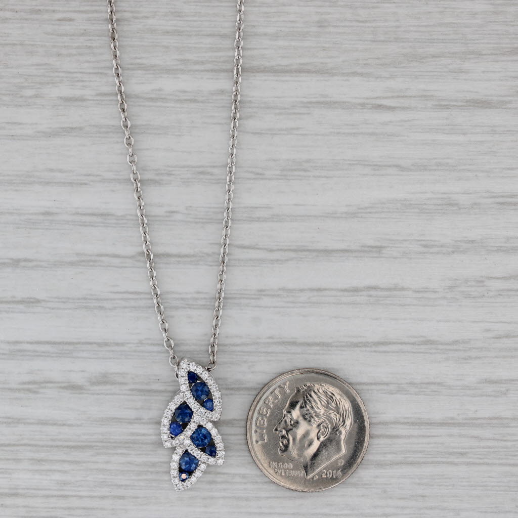 Gray 0.82ctw Sapphire Diamond Flower Pendant Necklace 14k White Gold 16" 18" FANA