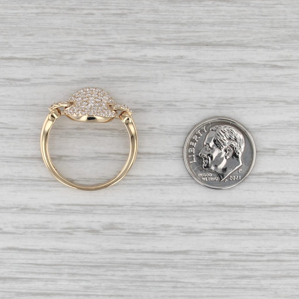 Sonia B 0.95ctw Diamond Pave Disk Lin Ring 14k Yellow Gold Size 10.25 R9053