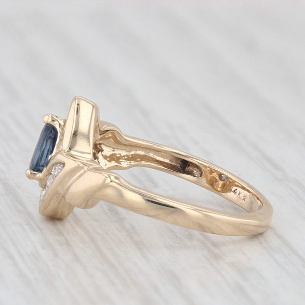 0.40ctw Pear Blue Sapphire Diamond Ring 14k Yellow Gold Size 3.5