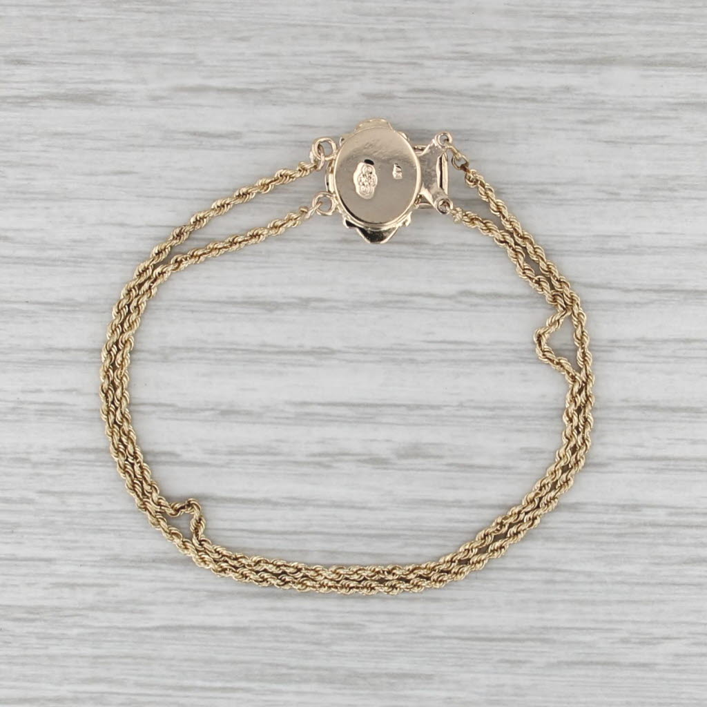 Daffer Slide Charm Bracelet 14k Gold 0.60ct Blue Topaz 6.5" Rope Chain