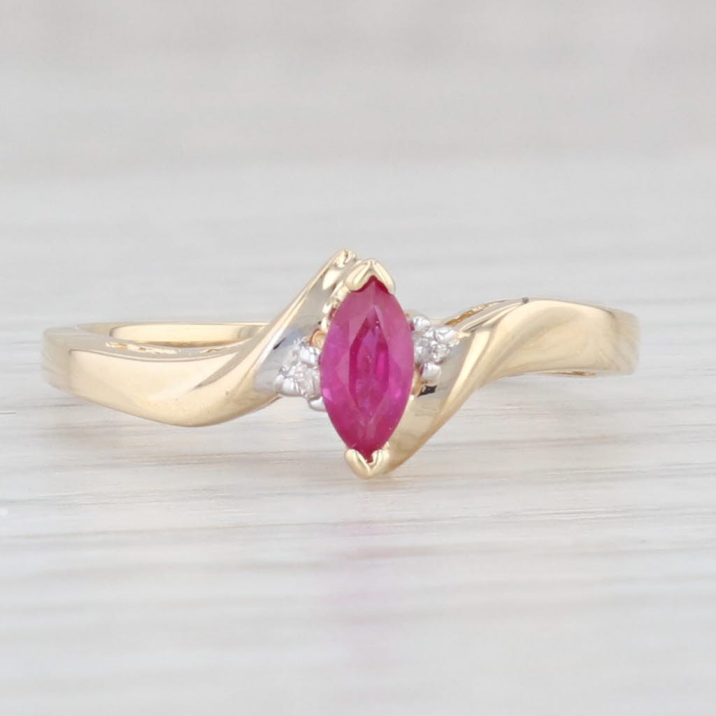 Light Gray 0.30ctw Ruby Marquise Ring 14k Yellow Gold Size 6.75 Diamond Accents