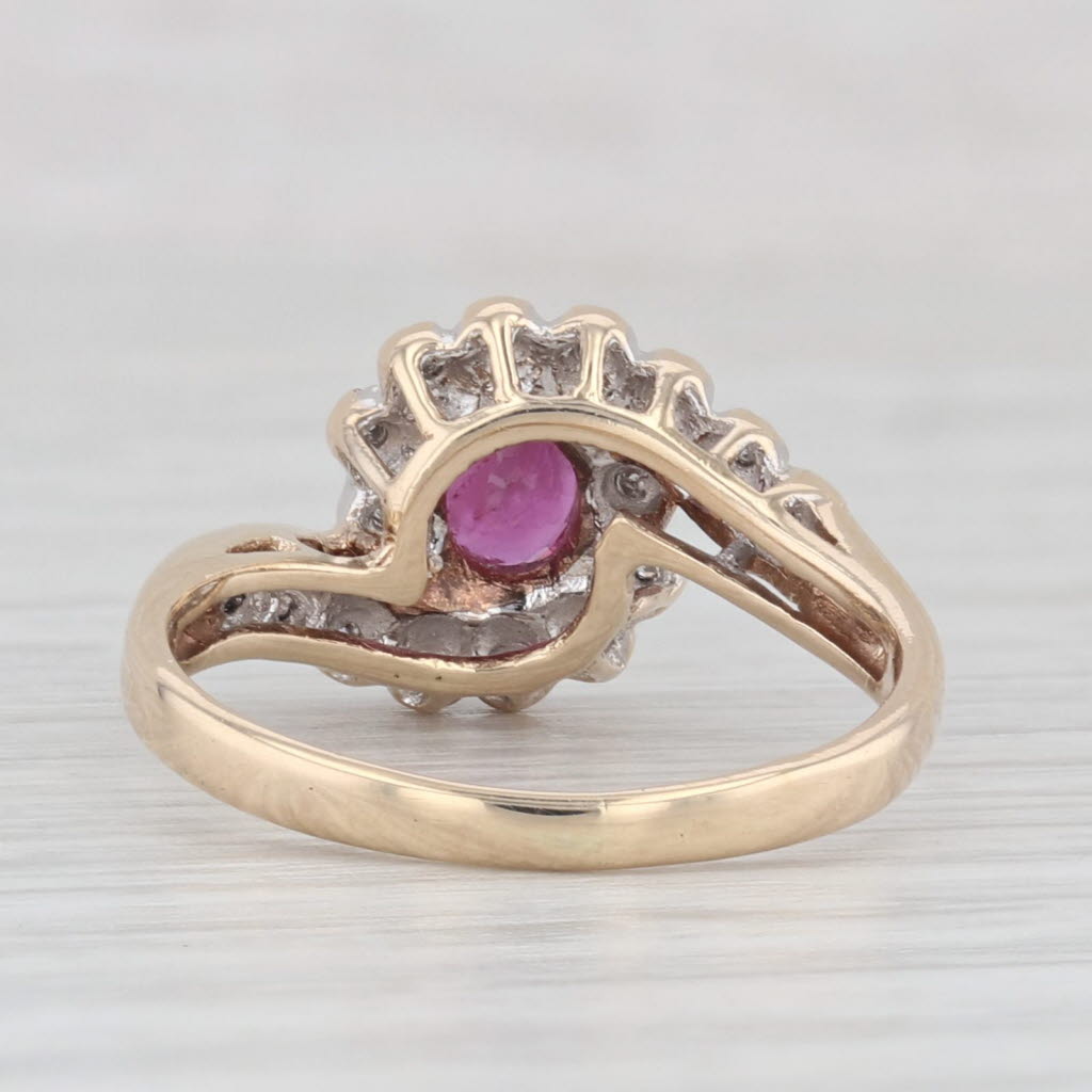 Light Gray 0.55ctw Ruby Diamond Swirl Ring 10k Yellow Gold Size 5.25 Bypass