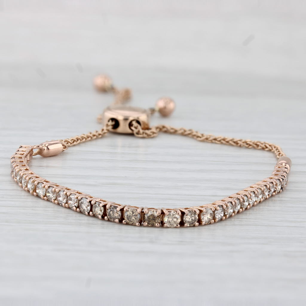 Light Gray Le Vian 1.75ctw Diamond Tennis Bracelet 14k Rose Gold Adjustable Bolo