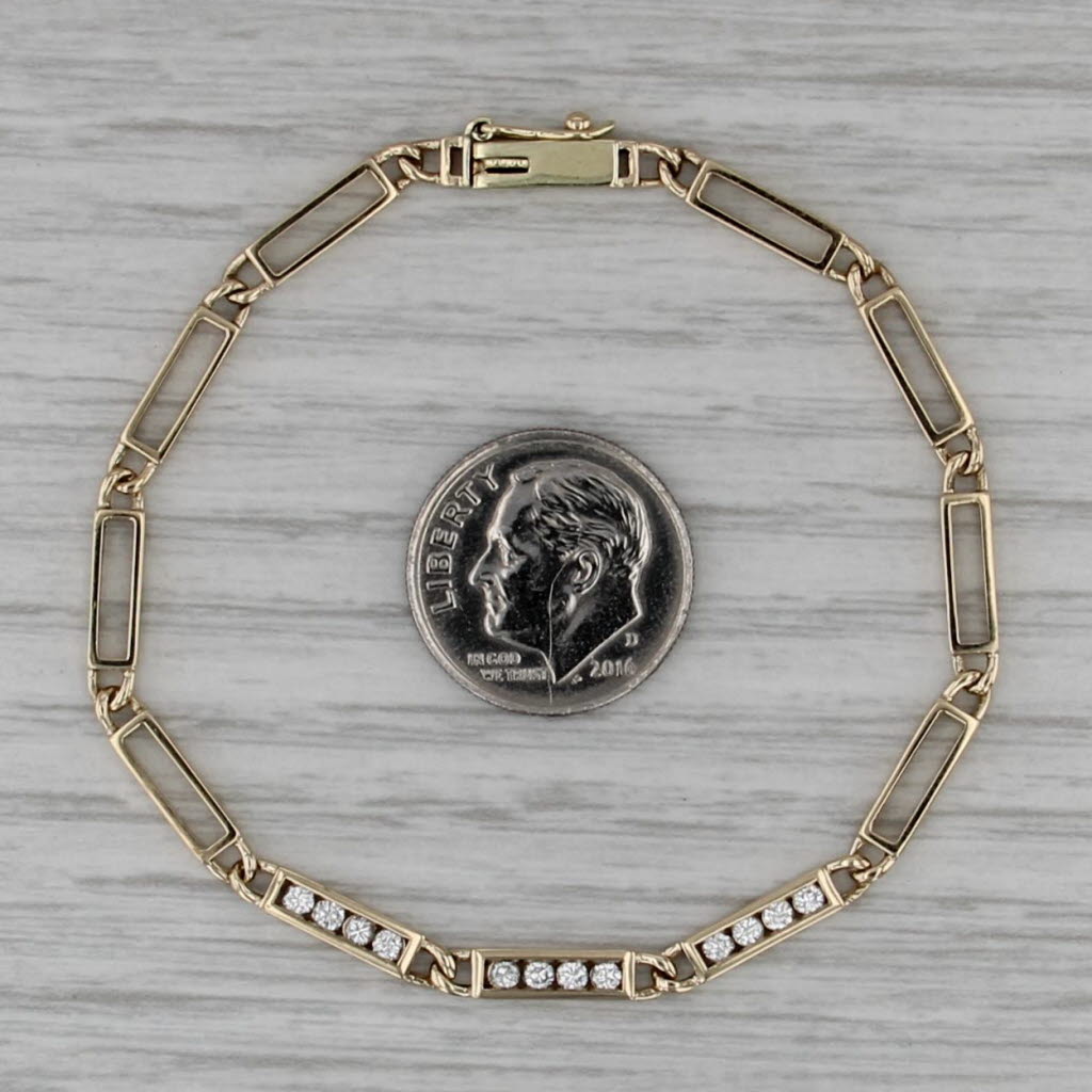 0.27ctw Diamond Bar Bracelet 14k Yellow Gold 6.25" 3.1mm