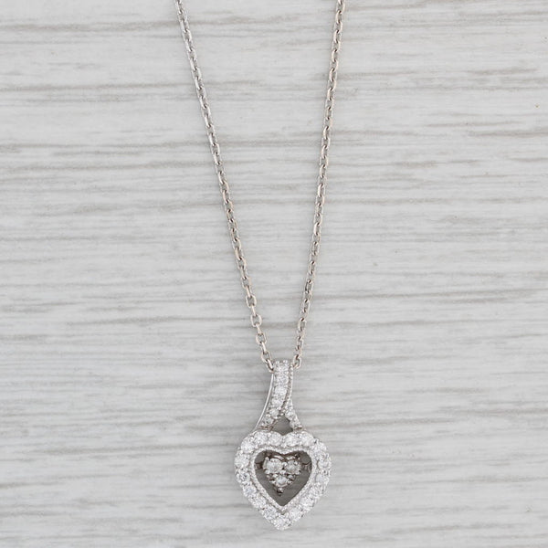 0.23ctw Floating Diamond Heart Pendant Necklace 14k White Gold 16" Cable Chain