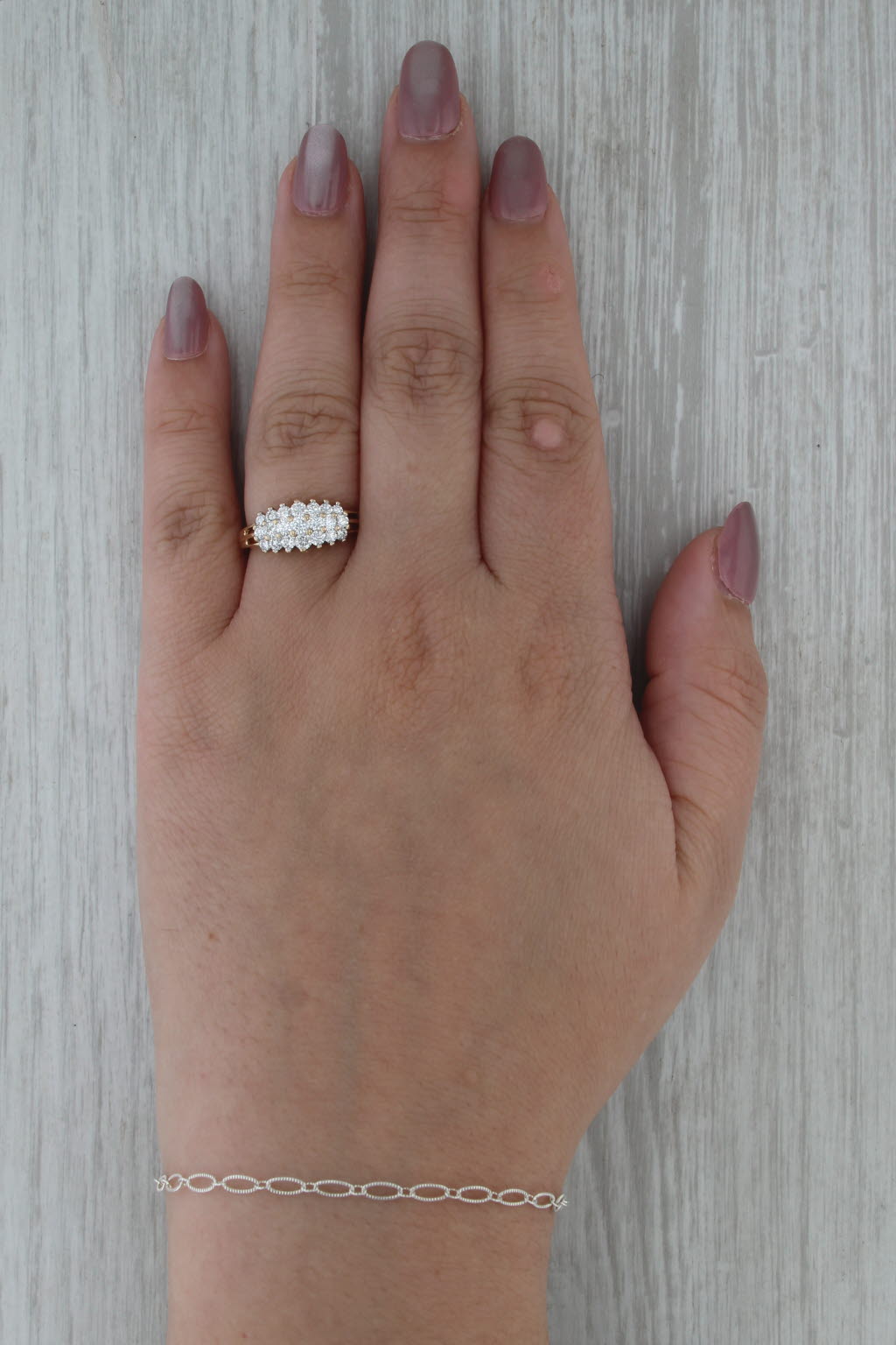 0.70ctw Diamond Cluster Rooftop Ring 14k Yellow Gold Size 6.75