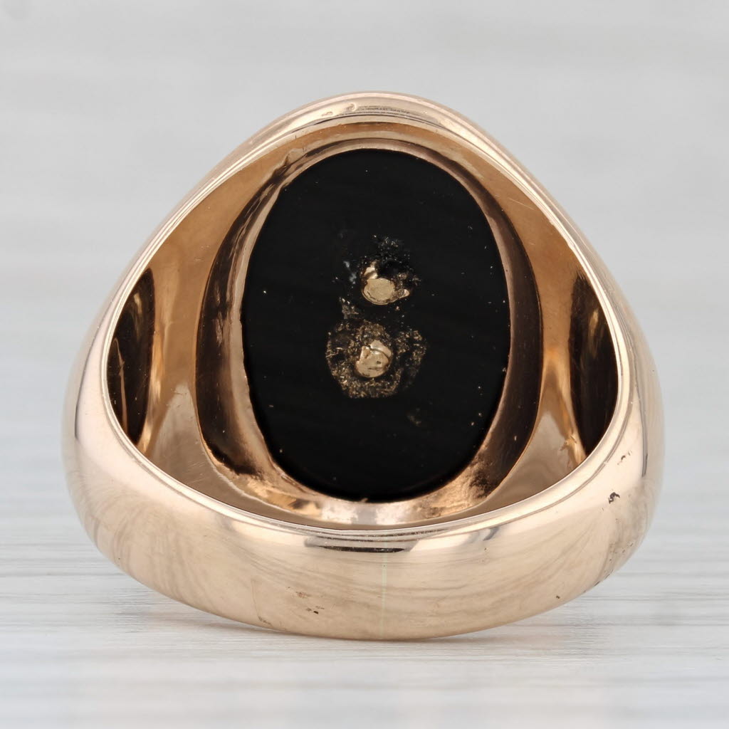 Light Gray Vintage Sigma Chi Badge Signet Ring 10k Gold Onyx Fraternity Signet Size 9.5