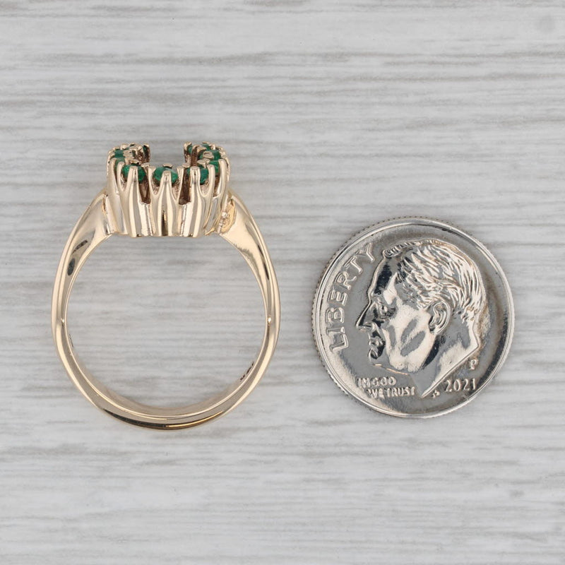 Gray 0.34ctw Emerald Horseshoe Ring 10k Yellow Gold Size 6.75 Luck Western