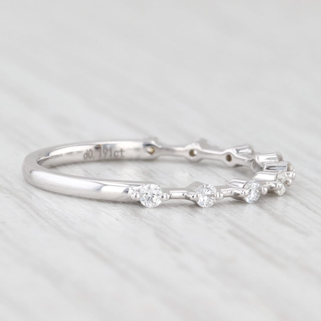 Light Gray New 0.19ctw Diamond Wedding Band 14k White Gold Stackable Anniversary Ring 6.5