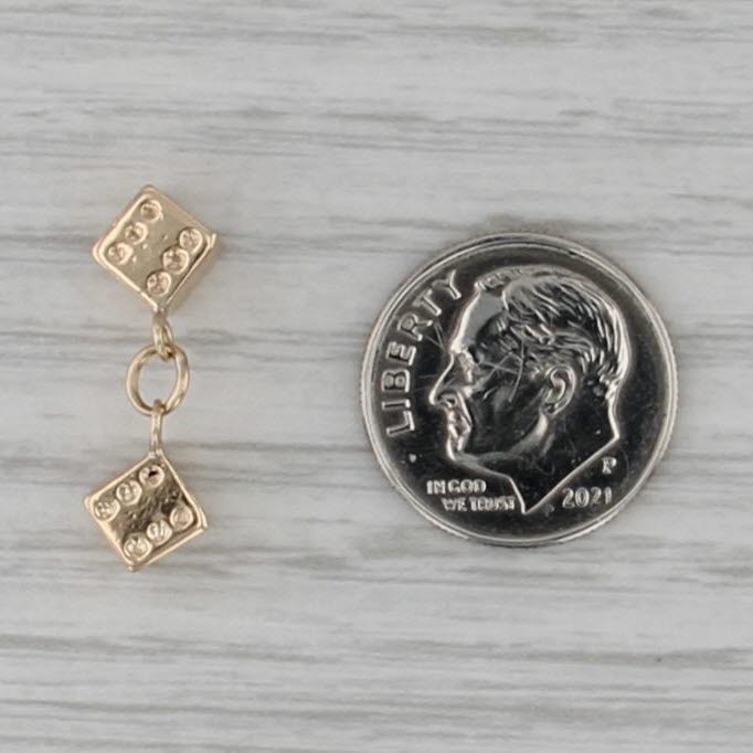 Pair of Die Charm 14k Yellow Gold Small 3D Pendant