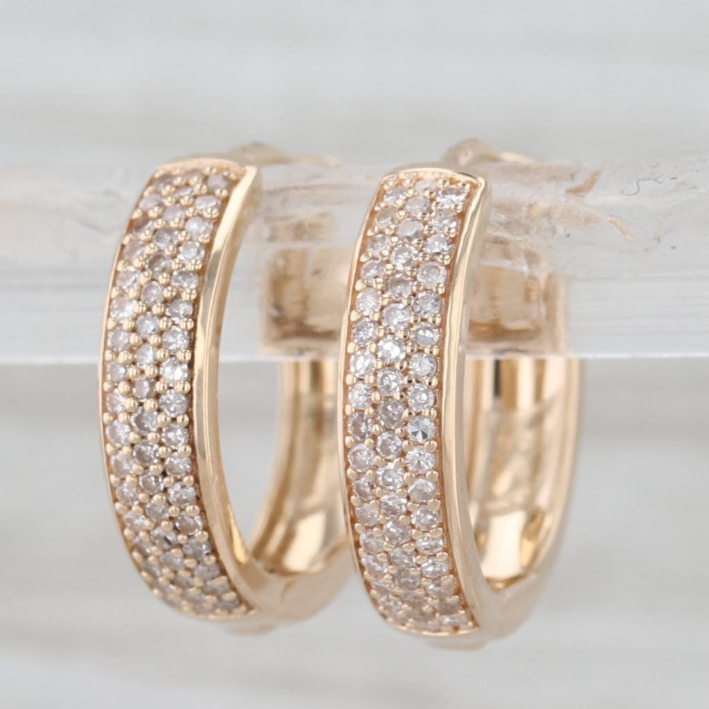 0.24ctw Diamond Hoop Earrings 14k Yellow Gold Hinged Round Hoops