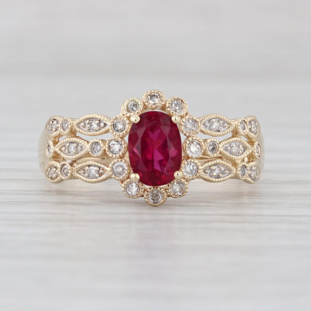 1ctw Pink Tourmaline Diamond Ring 10k Yellow Gold Size 9.25