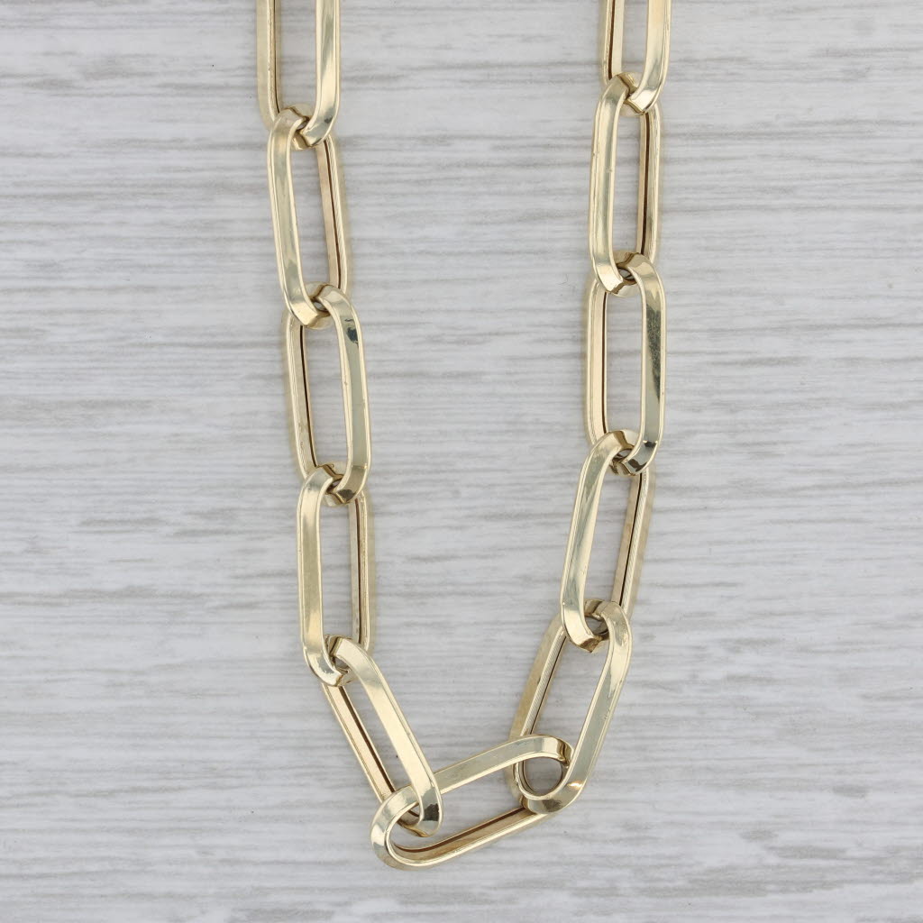 Gray Elongated Cable Chain Necklace 14k Yellow Gold 31.5" 7.6mm Brev