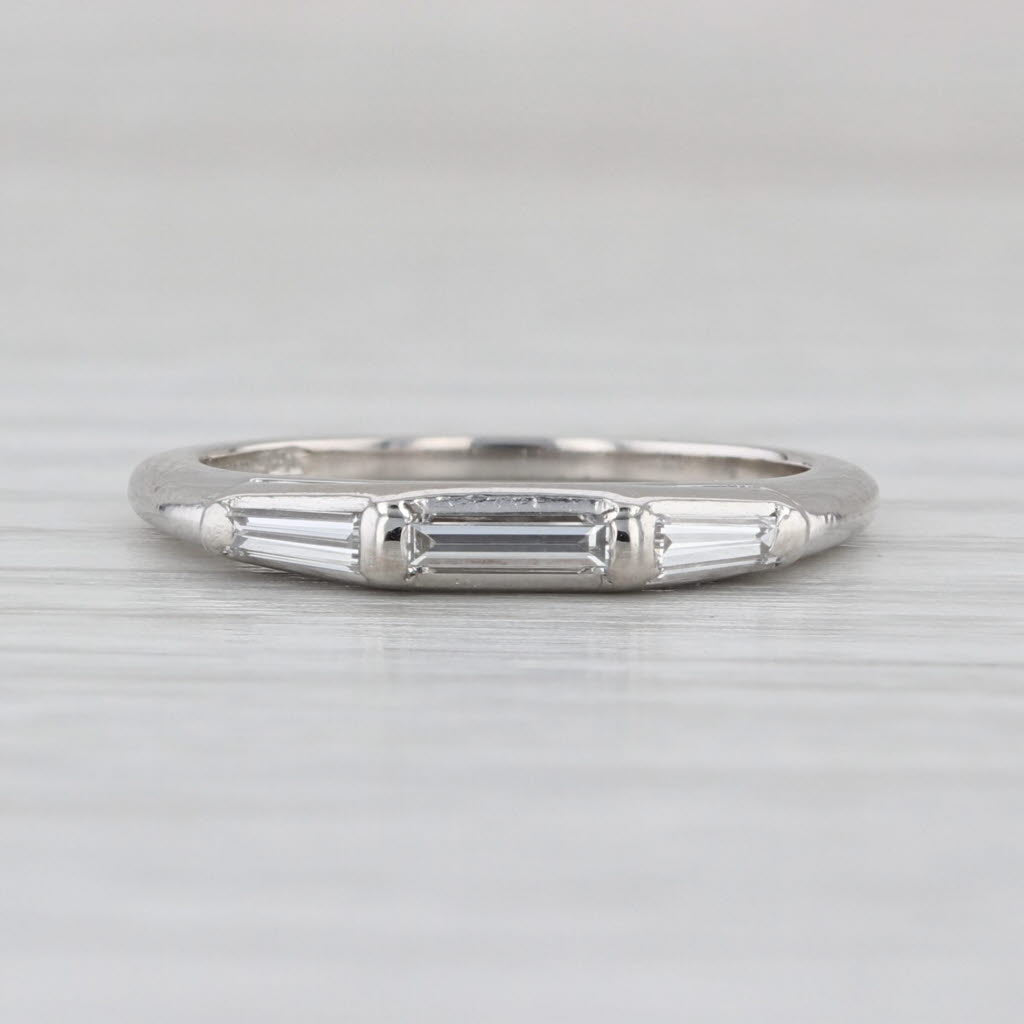 Vintage 0.30ctw Diamond Wedding Band Platinum Stackable Ring