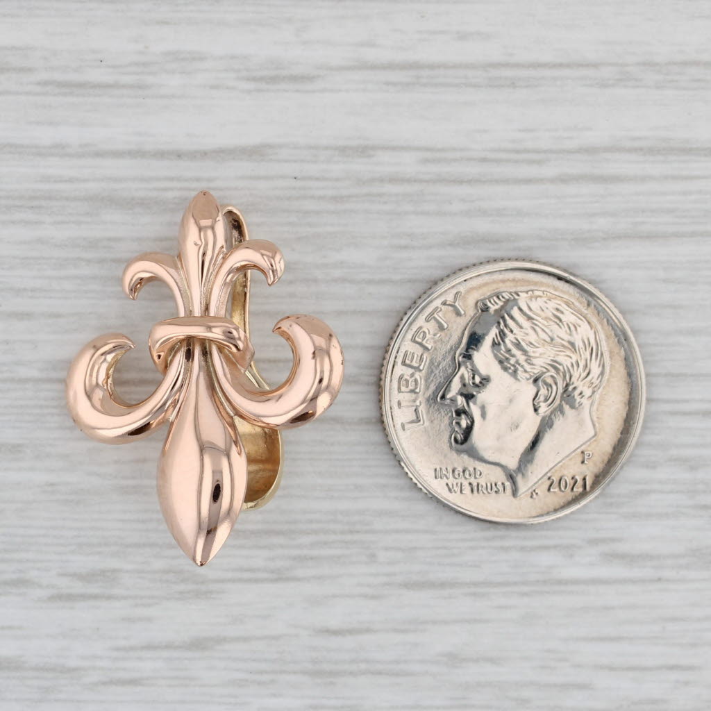 Gray Fleur De Lis Pendant 10k Rose Gold French Symbol