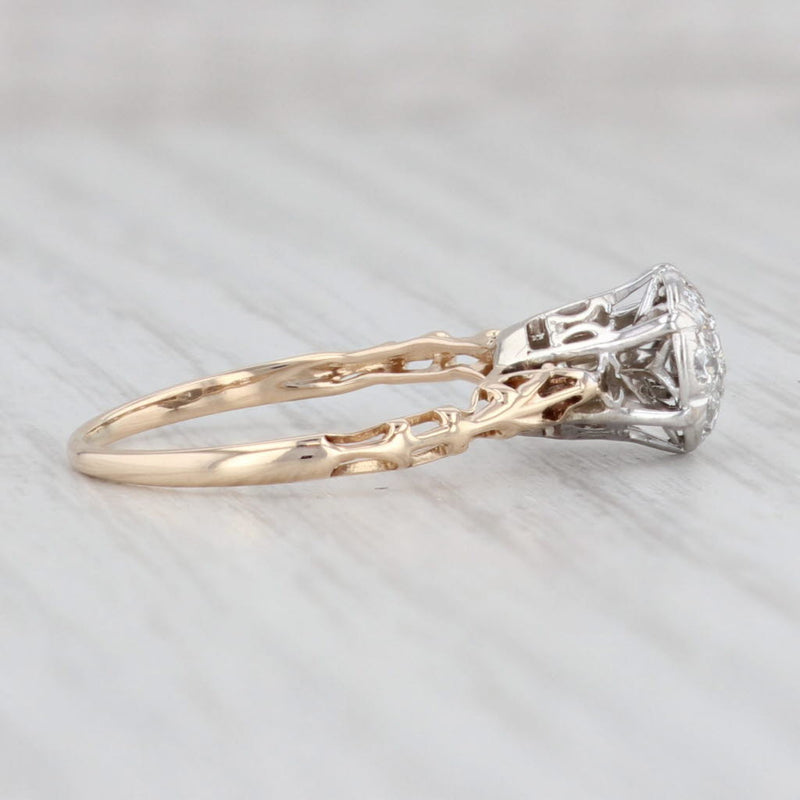Light Gray Antique 0.26ctw VS2 Diamond Engagement Ring 14k Yellow White Gold Size 5