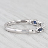 New 0.44ctw Blue Sapphire Diamond Ring 10k White Gold Stackable Wedding Size 7