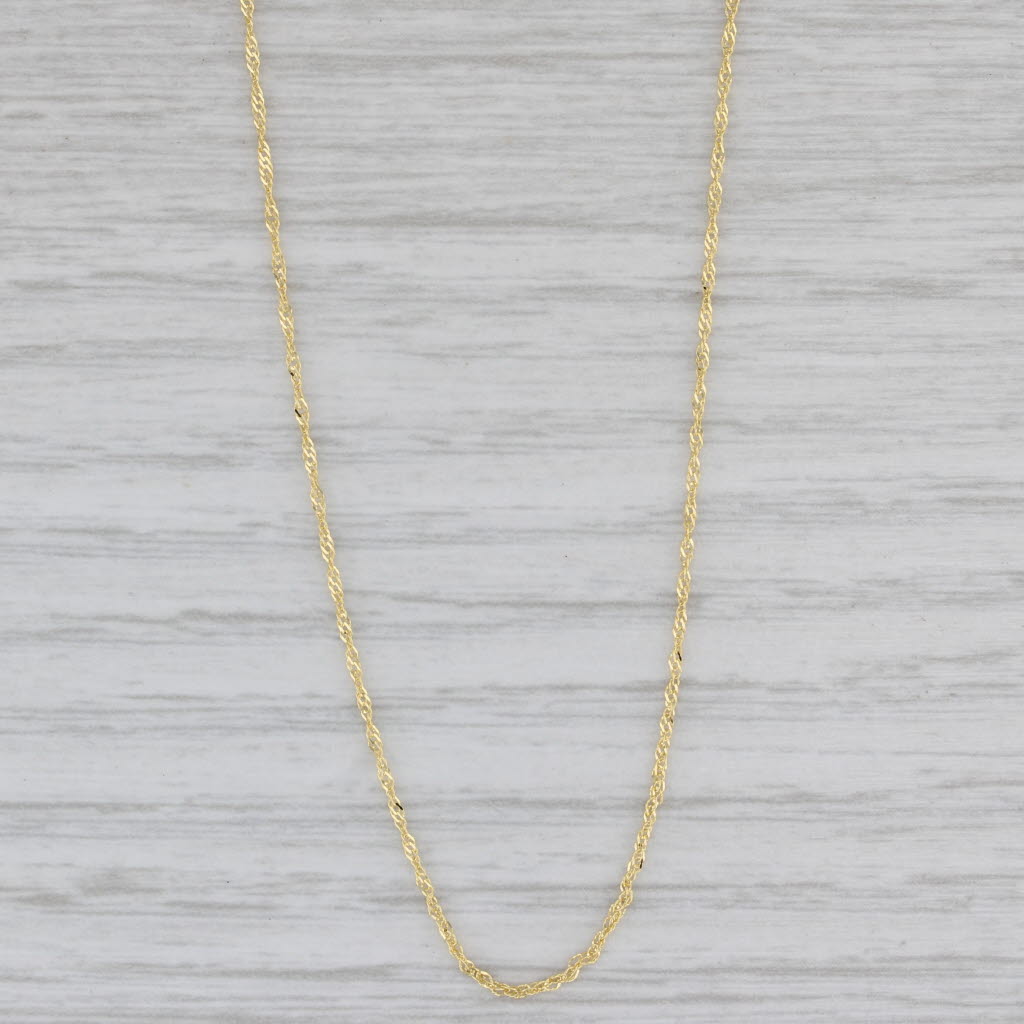 Gray New Singapore Chain Necklace 14k Yellow Gold 18" 0.9mm