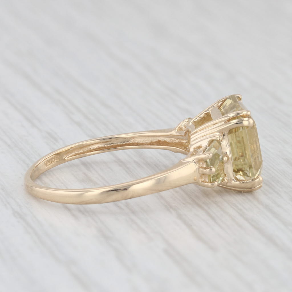 Light Gray 4.98ctw Citrine 14K Yellow Gold 3-Stone Ring Size 9.5