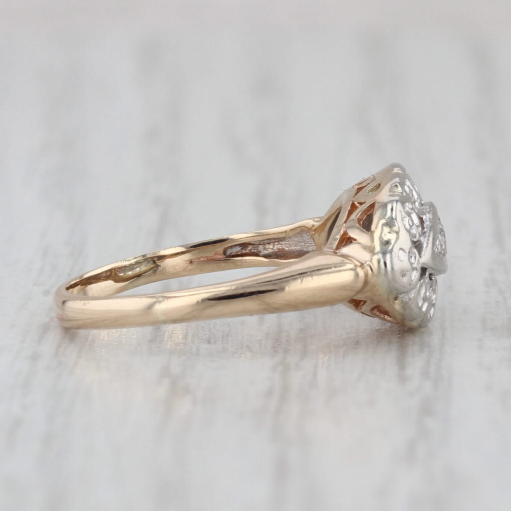 Vintage Diamond Princess Ring 10k White Yellow Gold Size 6.5