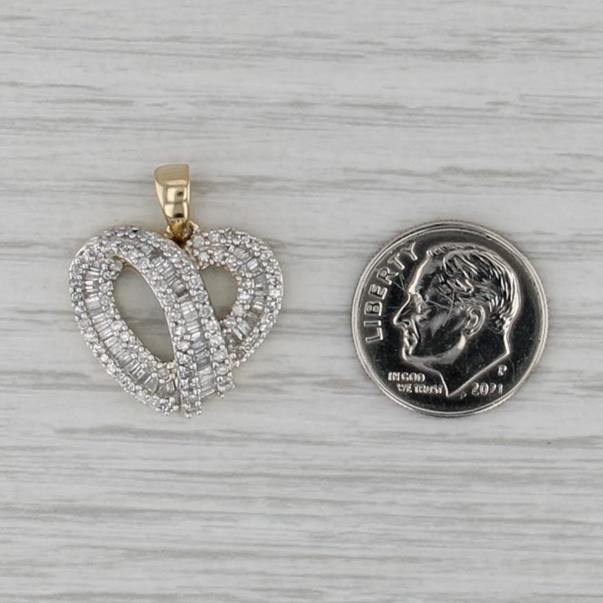 0.70ctw Diamond Open Heart Pendant 14k Yellow White Gold