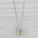 Light Gray 1.13ctw Yellow White Diamond Halo Teardrop Pendant Necklace 14k Gold 18" EGL