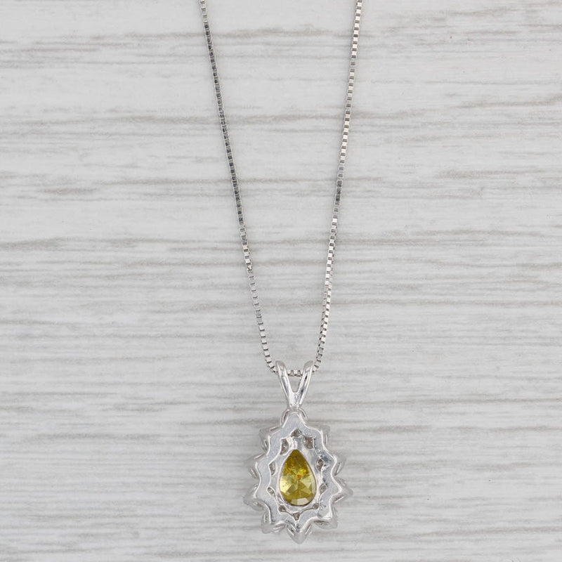 Light Gray 1.13ctw Yellow White Diamond Halo Teardrop Pendant Necklace 14k Gold 18" EGL
