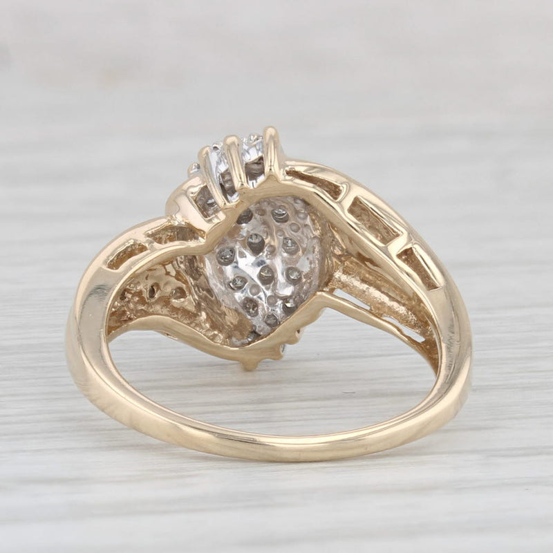 0.14ctw Diamond Cluster Bypass Ring 10k Yellow Gold Size 5.5