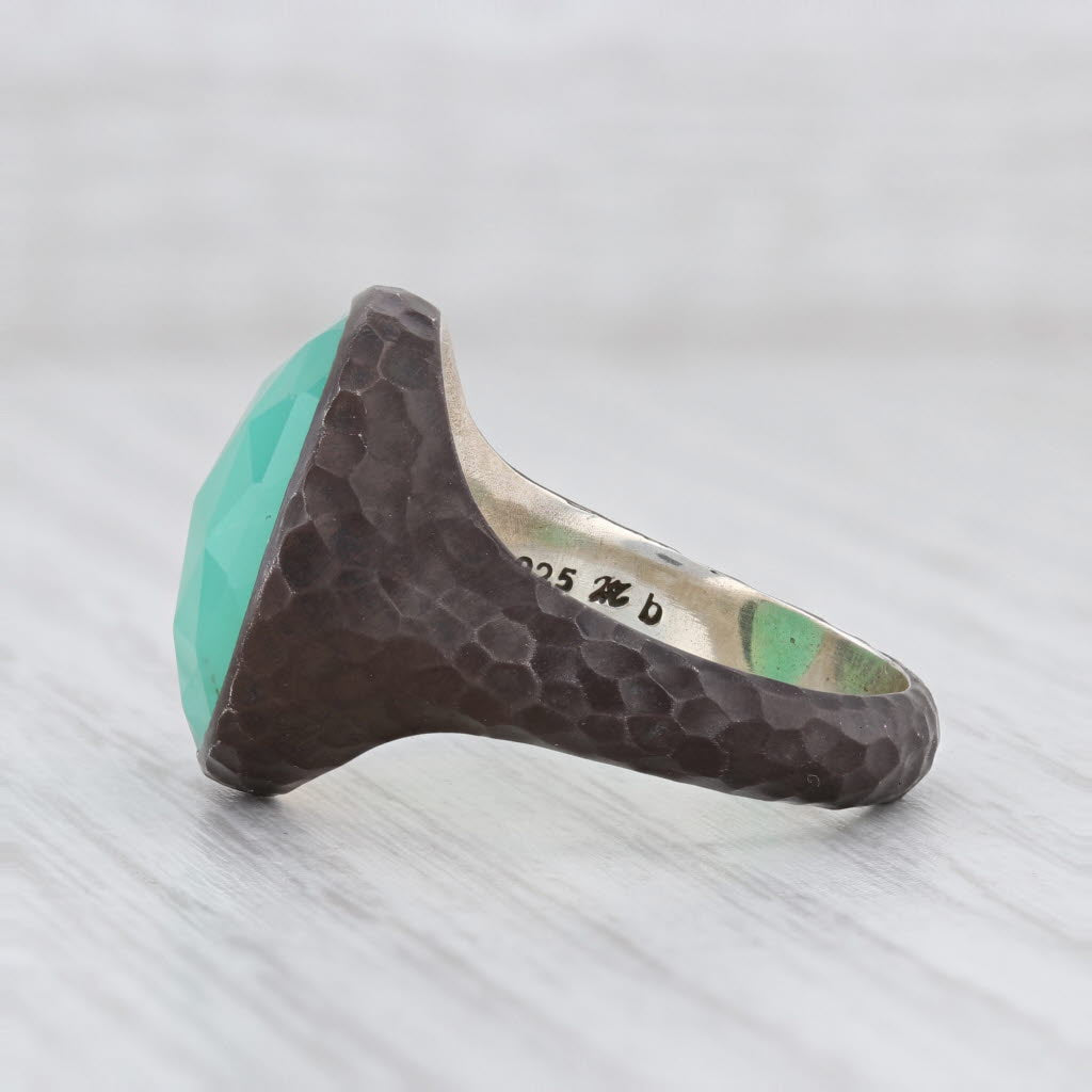 New Nina Nguyen Balance Green Chrysoprase Ring Hammered Sterling Silver Size 8