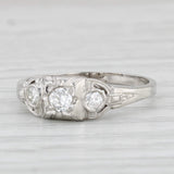 Light Gray Vintage 0.26ctw Diamond Ring 18k White Gold Size 6.25 Old European Cut