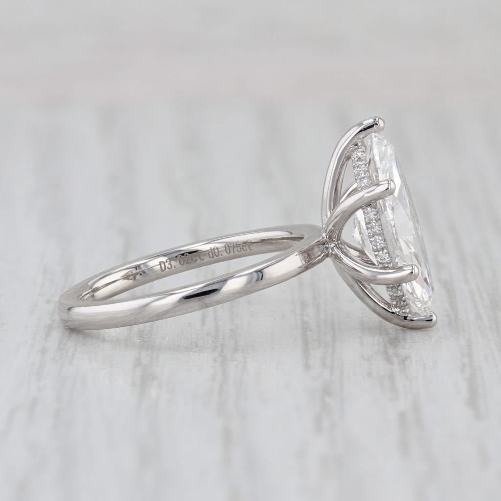 New IGI 3.10ctw Marquise Lab Grown Diamond Engagement Ring 14k White Gold Sz 6.5