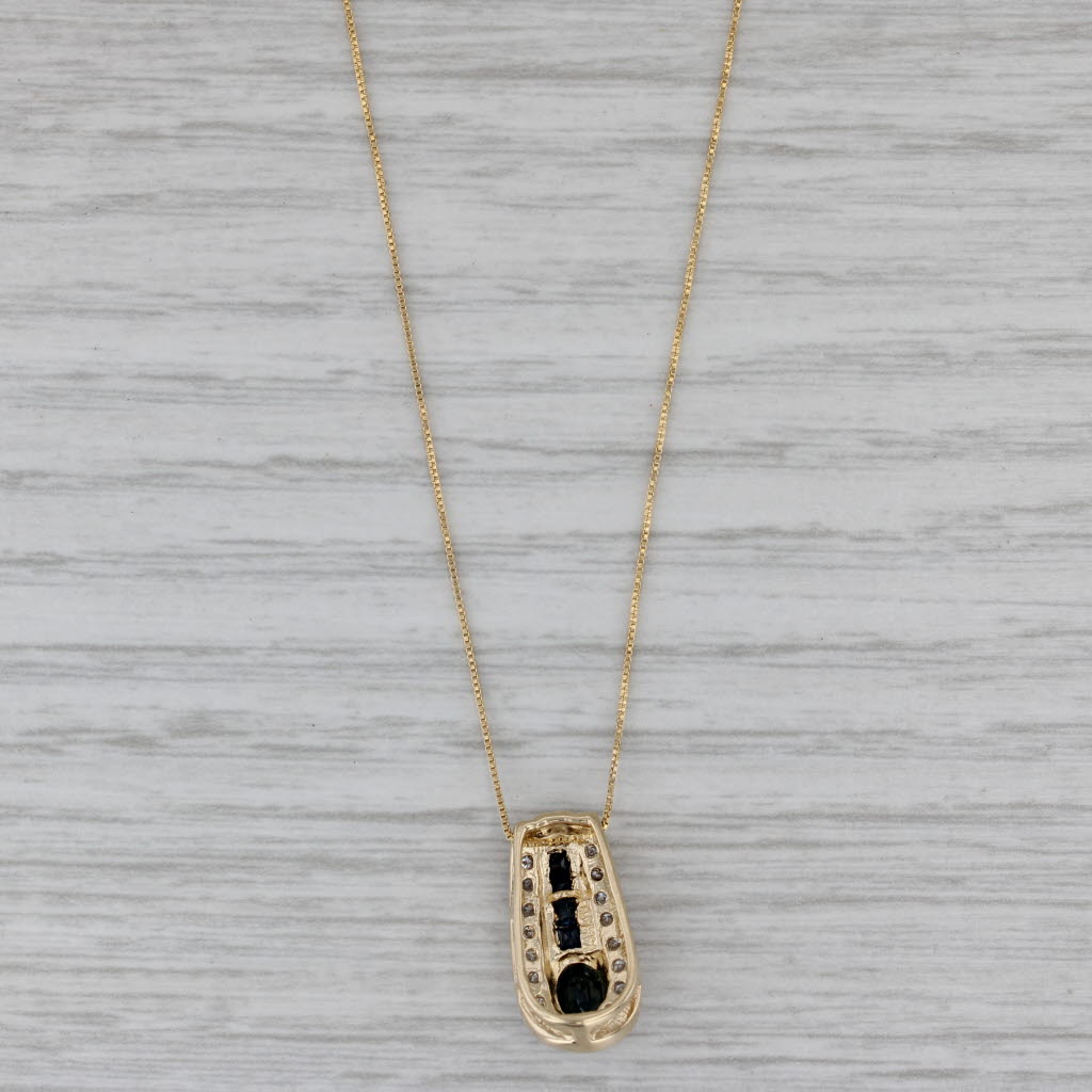 Gray 0.88ctw Sapphire Diamond Pendant Necklace 14k Yellow Gold 19" Box Chain