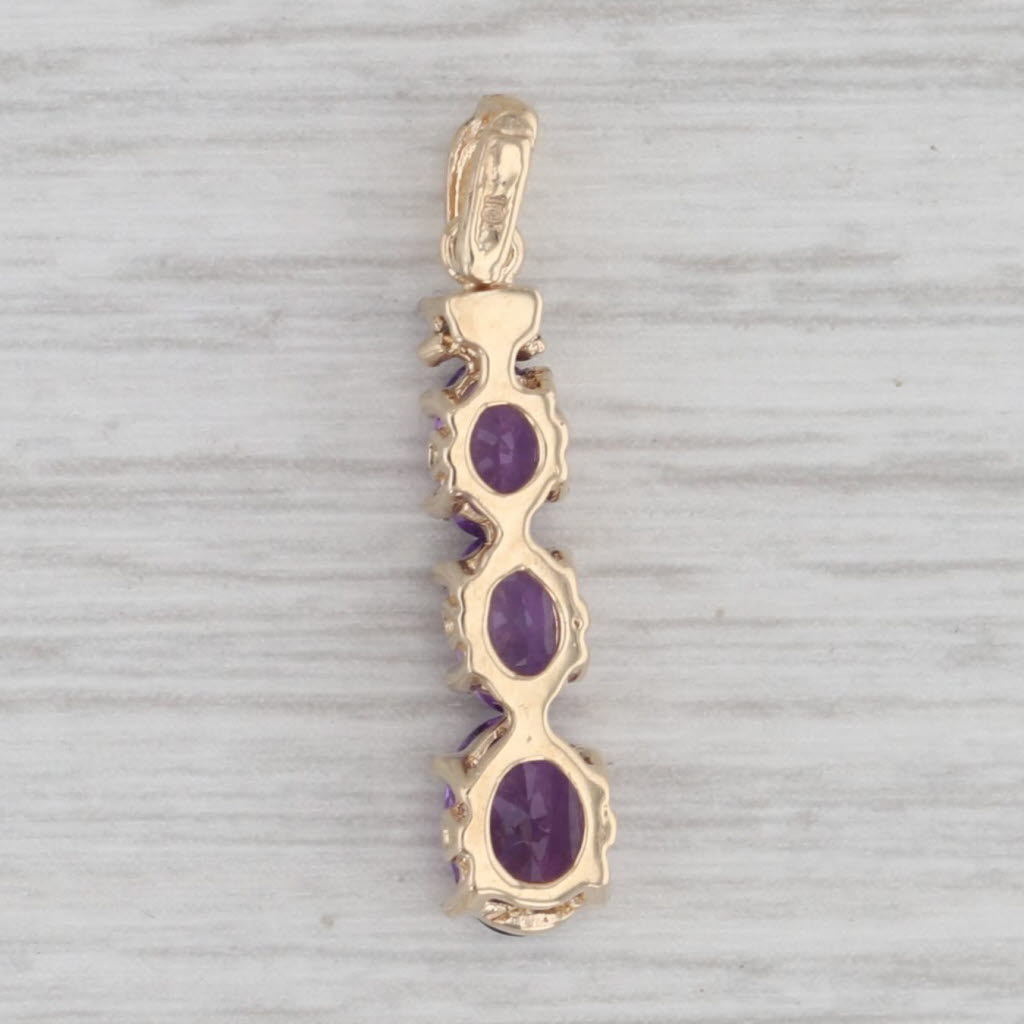 Gray 0.90ct Amethyst Journey Pendant 10k Yellow Gold Diamond Accents