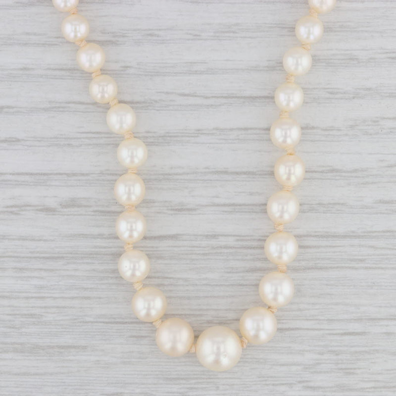 Gray Vintage Tapering Cultured Pearl Strand Necklace 10k Gold 19"