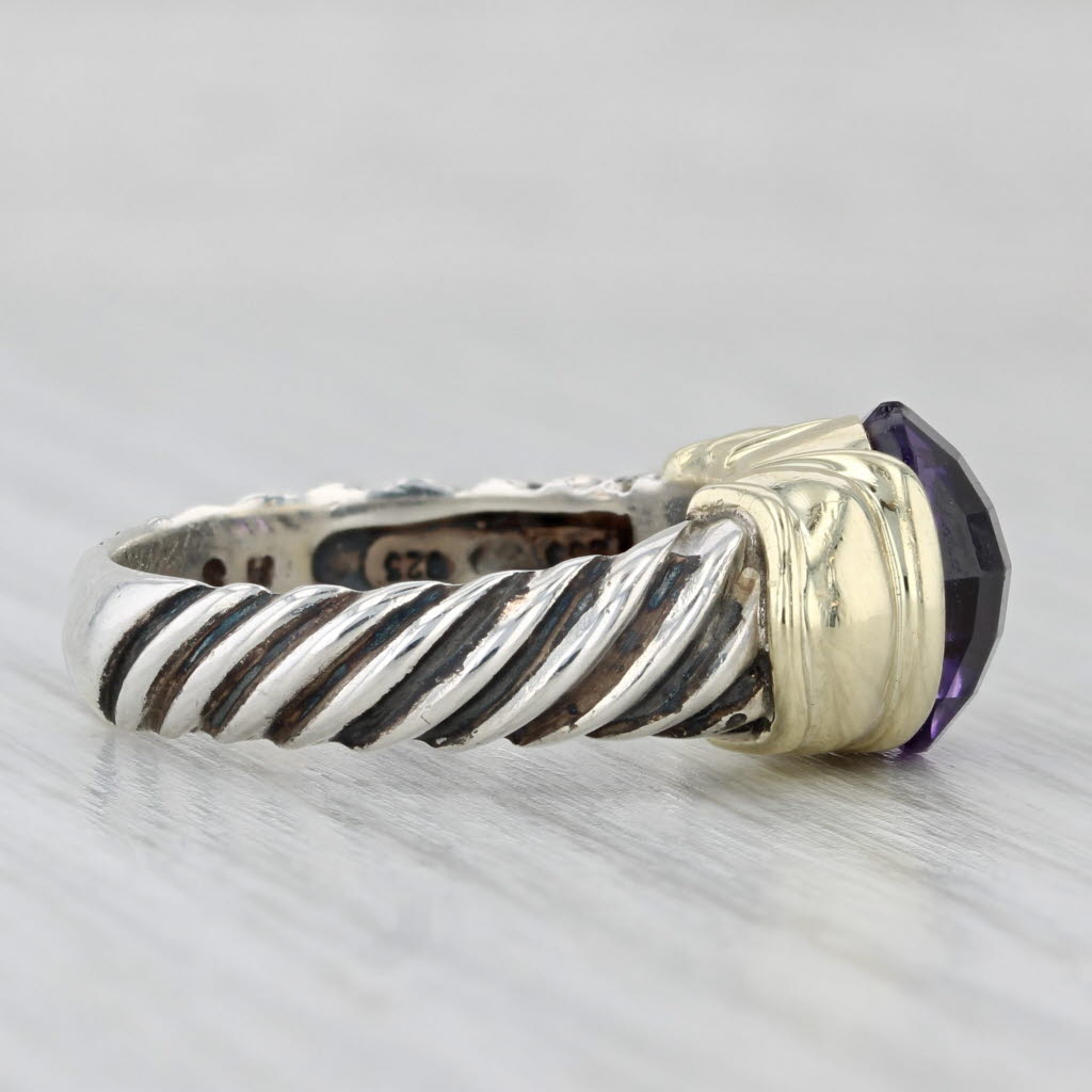 Light Gray David Yurman Amethyst Capri Ring Sterling Silver 14k Gold Size 7.5