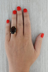 Rosy Brown Smoky Quartz Oval Solitaire Ring 10k Yellow Gold Size 8.75