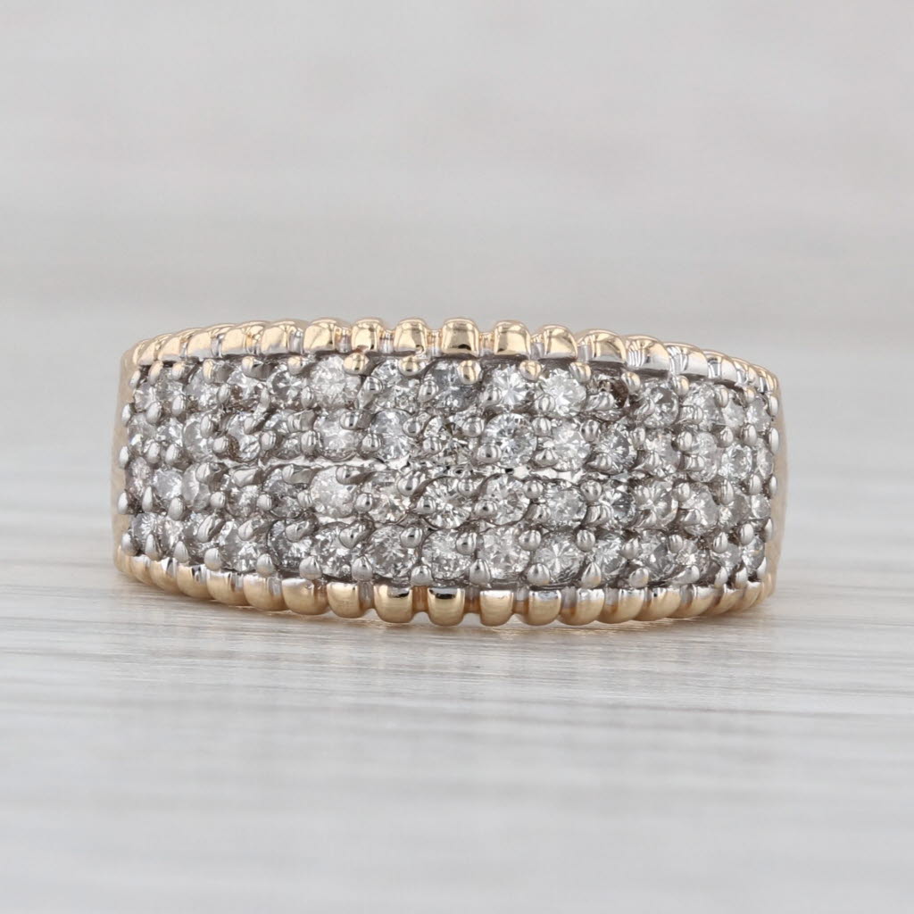 1ctw Pave Diamond Ring 14k Yellow Gold Size 8 Anniversary Band