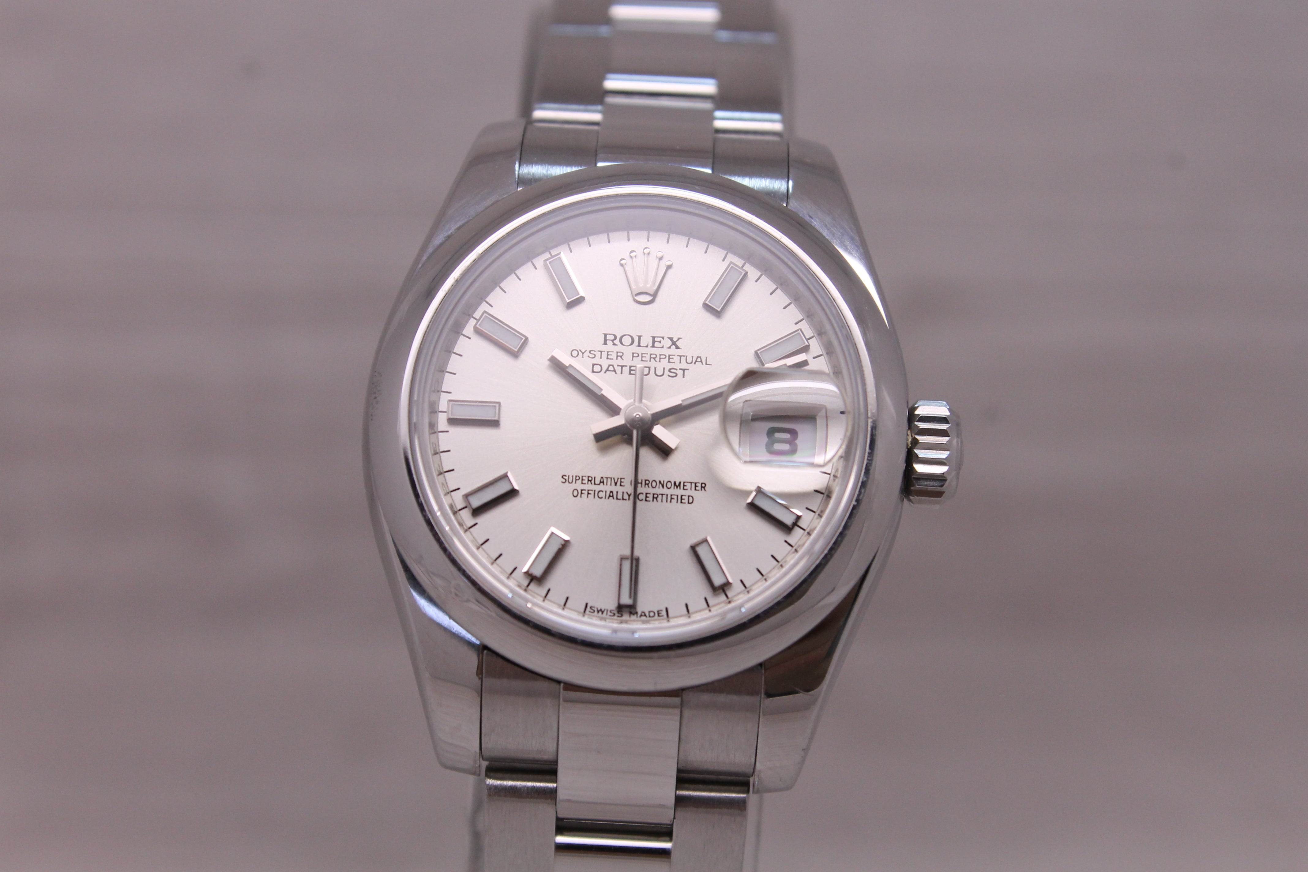 c2007 Rolex Oyster Perpetual 179160 26mm Ladies Steel Automatic Watch White Lume