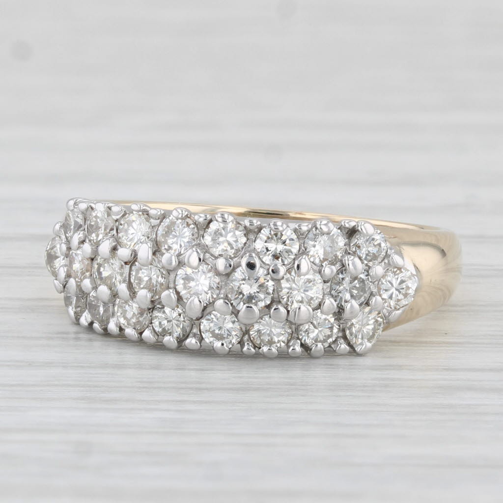 Light Gray 1.05ctw Diamond Cluster Ring 14k Yellow Gold Size 7.75 Anniversary Band