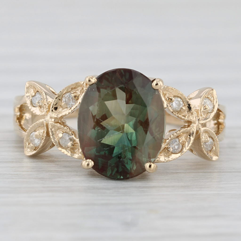 Light Gray 2.38ctw Andesine Labradorite Diamond Ring 14k Yellow Gold Size 6.25