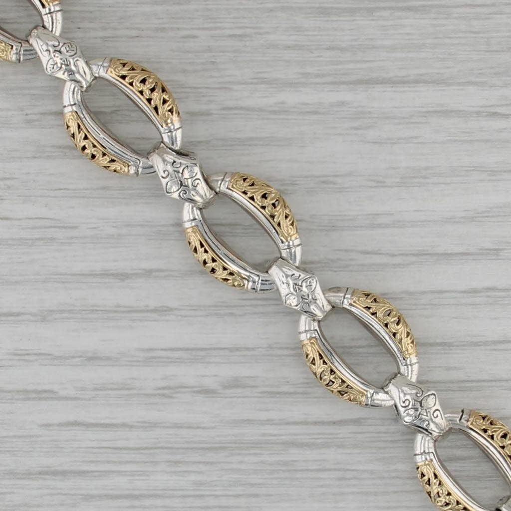 Konstantino Ornate Oval Link Bracelet Sterling Silver 18k Gold 7" statement