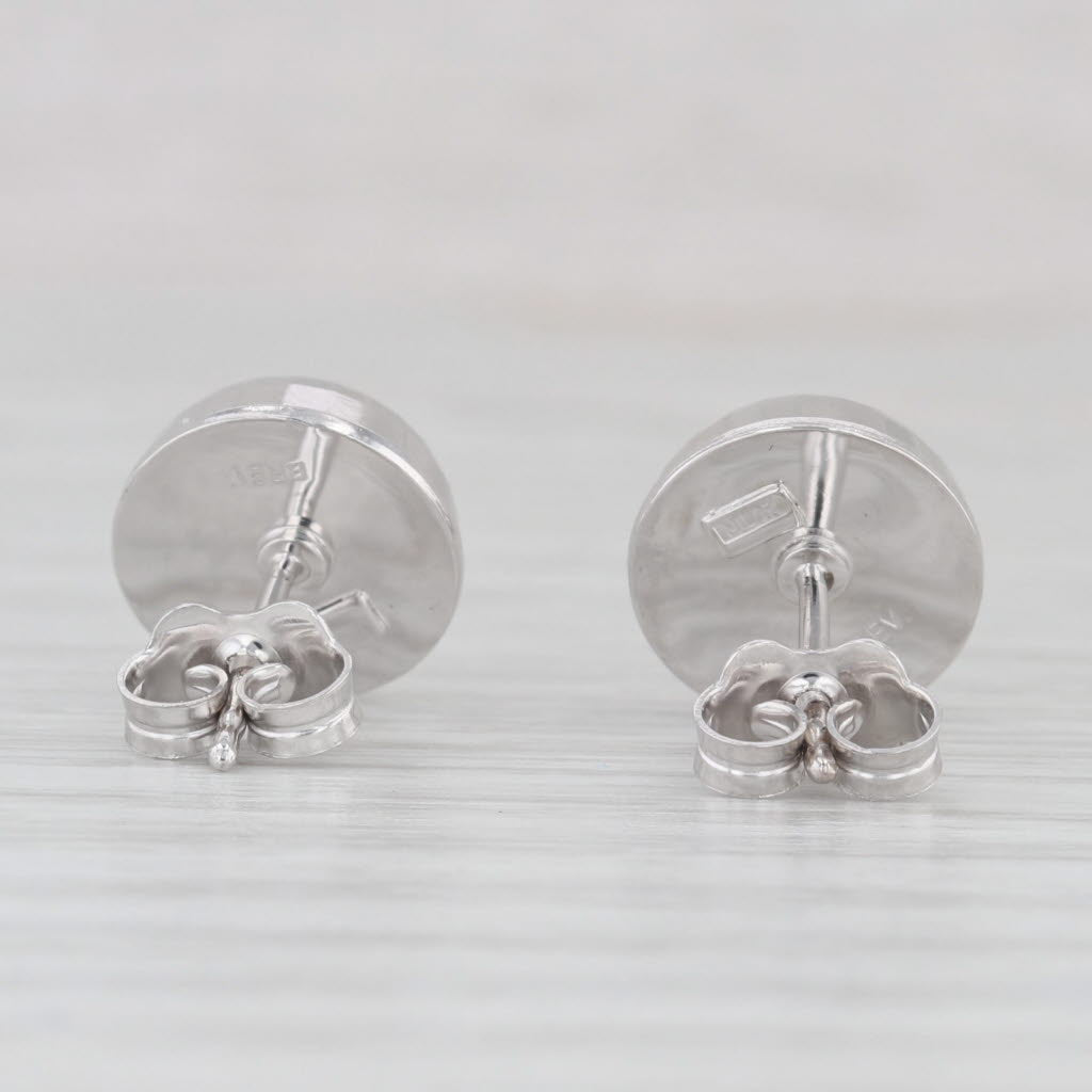 Light Gray Disco Ball Stud Earrings 14k White Gold Milor Italian